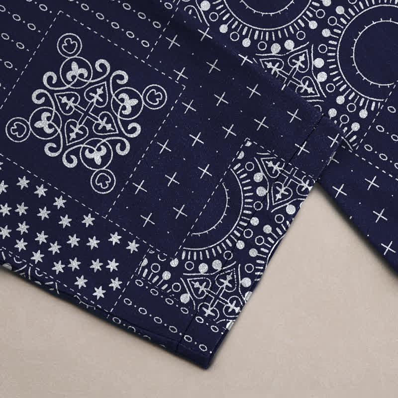 Buddha Stones Pantalon fuselé pour homme en coton à motif bandana bohème et poches - image 3