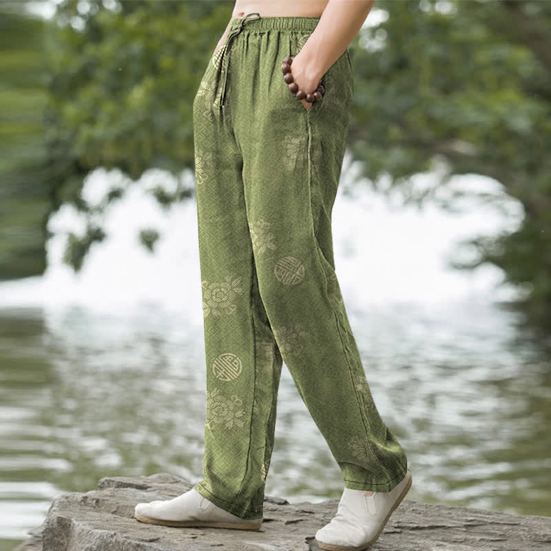 Buddha Stones Pantalon fuselé pour homme en coton à motif géométrique tribal avec poches - image 7