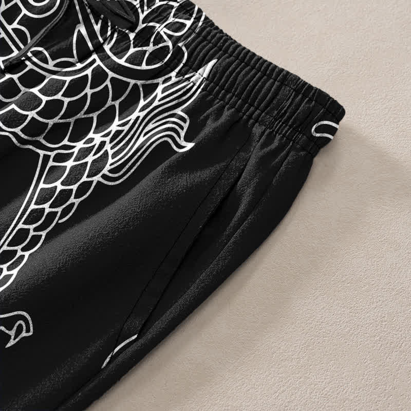 Buddha Stones Pantalon fuselé pour homme en coton à motif de nuage de dragon oriental avec poches - image 2
