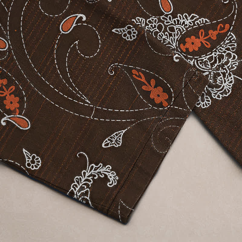 Buddha Stones Pantalon fuselé pour homme en coton à motif floral bohème avec poches - image 3