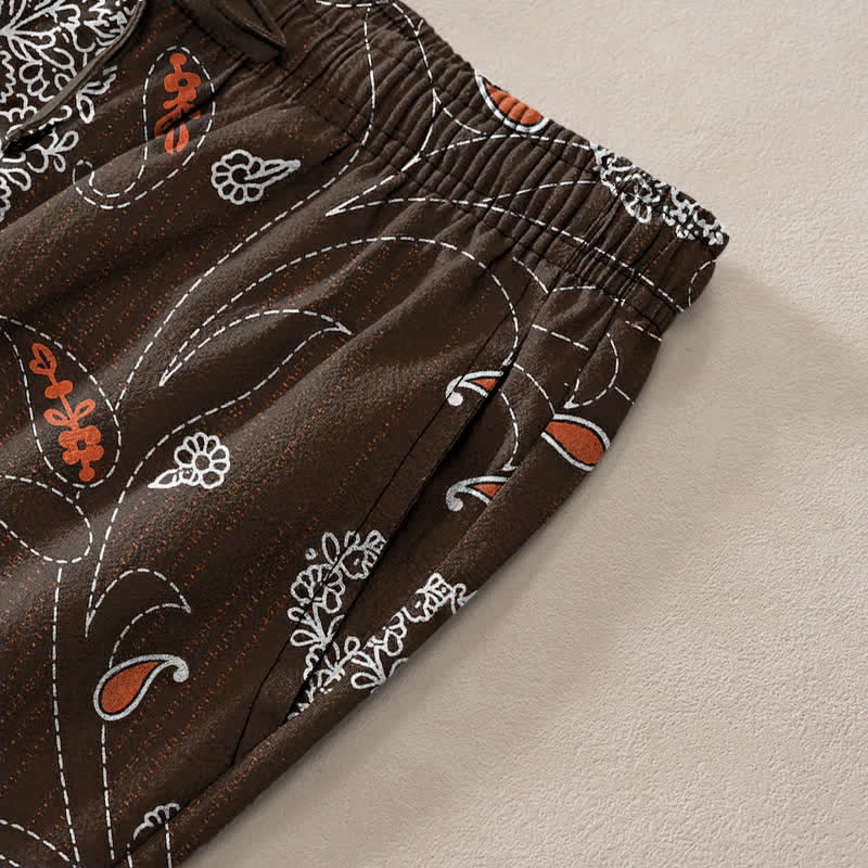 Buddha Stones Pantalon fuselé pour homme en coton à motif floral bohème avec poches - image 2