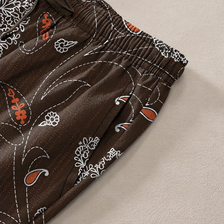 Buddha Stones Pantalon fuselé pour homme en coton à motif floral bohème avec poches - image 2