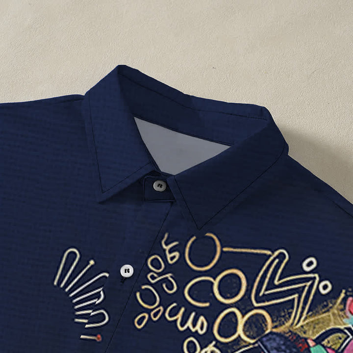 Buddha Stones Chemise à manches courtes respirante pour homme avec boutons et motif silhouette de femme tribale - image 12