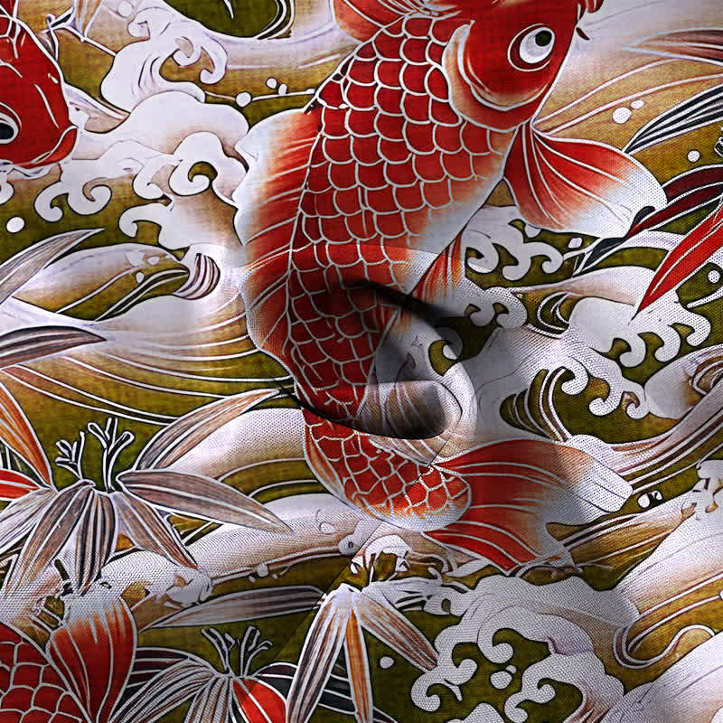 Buddha Stones Chemise à manches courtes respirante pour homme, motif vagues de bambou et boutons. - image 5