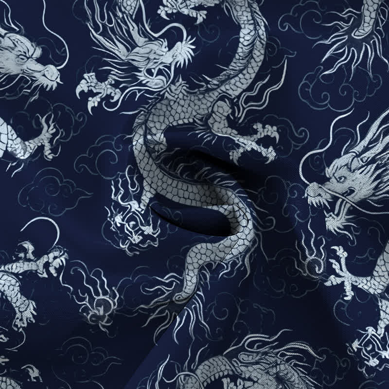Buddha Stones Chemise à manches courtes pour homme, à boutons en forme de nuage de dragon doré, infroissable - image 14