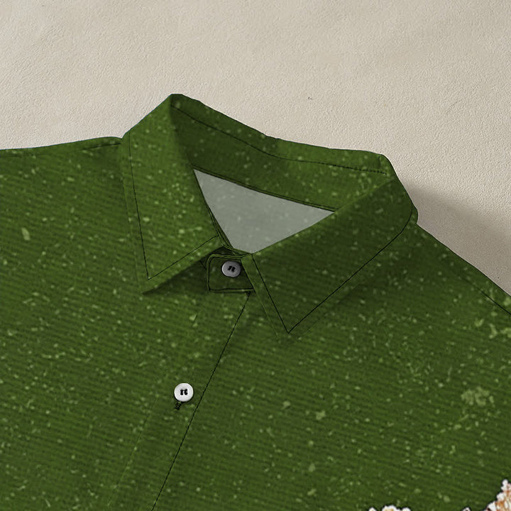Buddha Stones Chemise à manches courtes respirante pour homme, à boutons et motif vagues et nuages ​​de lotus - image 7