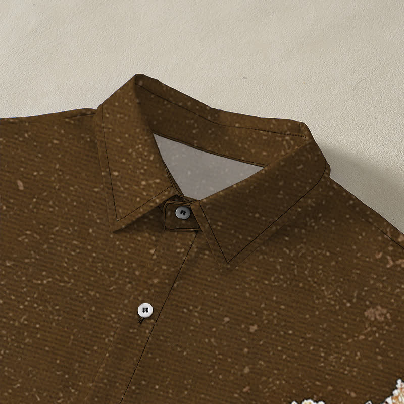 Buddha Stones Chemise à manches courtes respirante pour homme, à boutons et motif vagues et nuages ​​de lotus - image 12