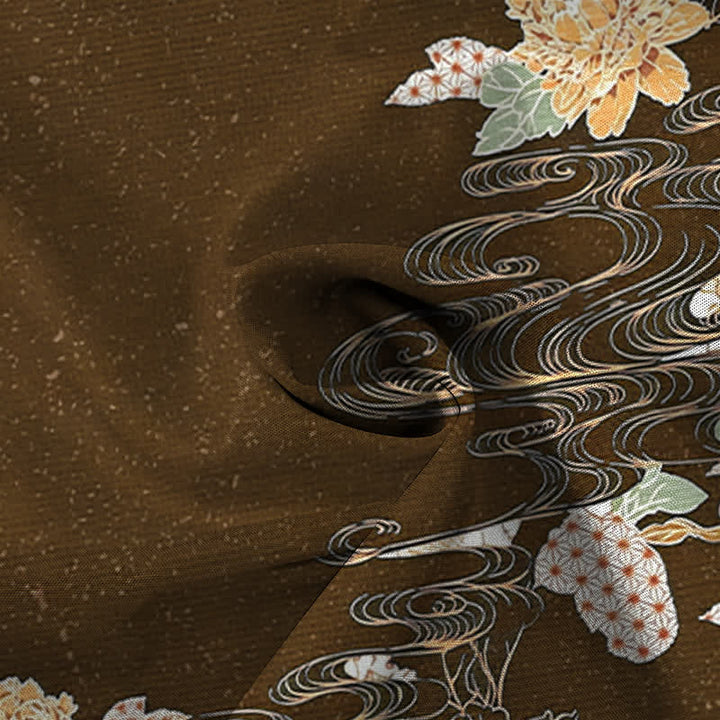 Buddha Stones Chemise à manches courtes respirante pour homme, à boutons et motif vagues et nuages ​​de lotus - image 14