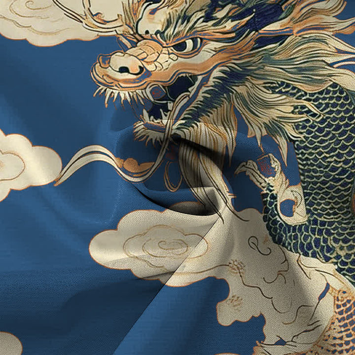Buddha Stones Chemise à manches courtes pour homme, infroissable, avec boutons à motif de nuage de dragon chinois - image 8
