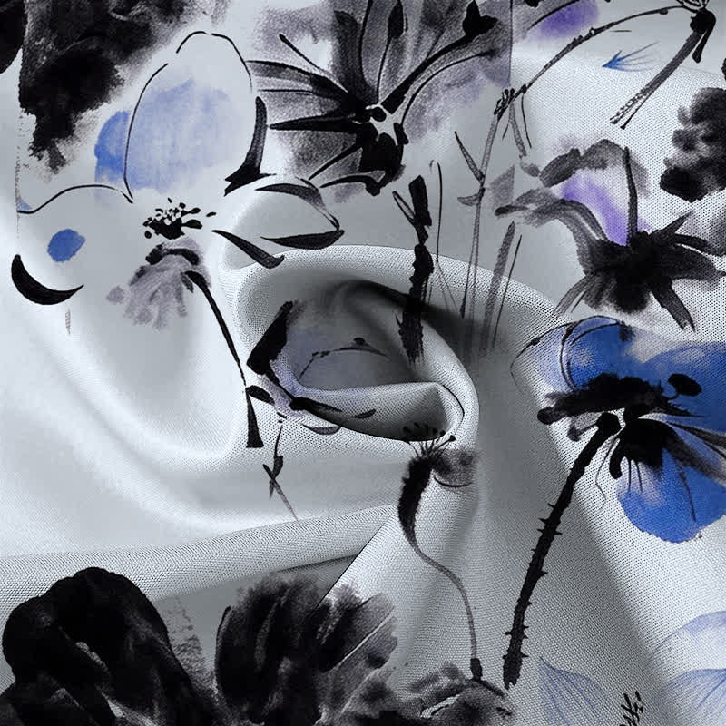 Buddha Stones Chemise à manches courtes respirante pour homme, à boutons et motif floral. - image 8