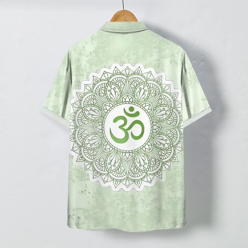Buddha Stones Chemise à manches courtes respirante pour homme avec boutons à motif mandala Om - image 4