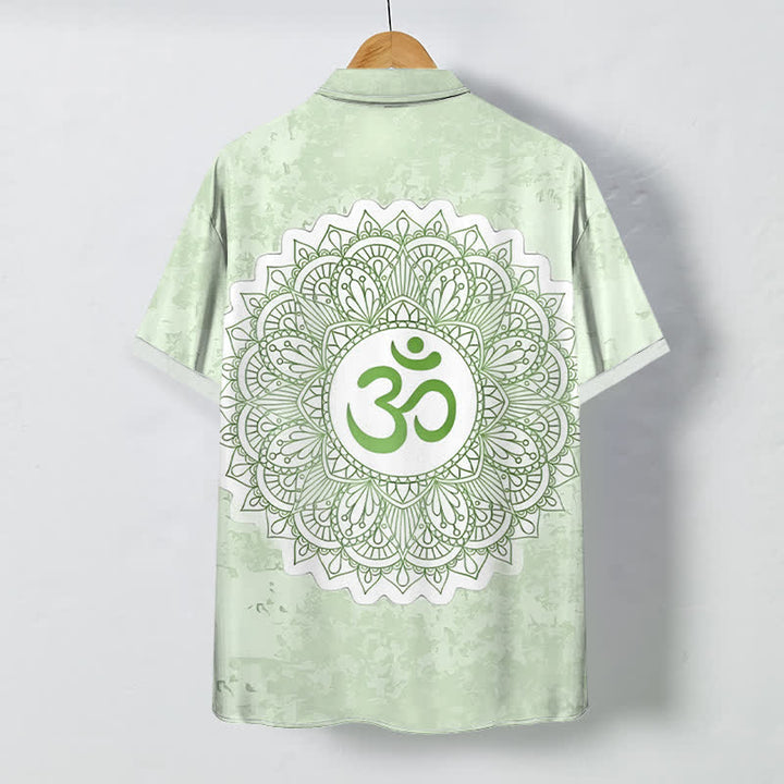 Buddha Stones Chemise à manches courtes respirante pour homme avec boutons à motif mandala Om - image 4