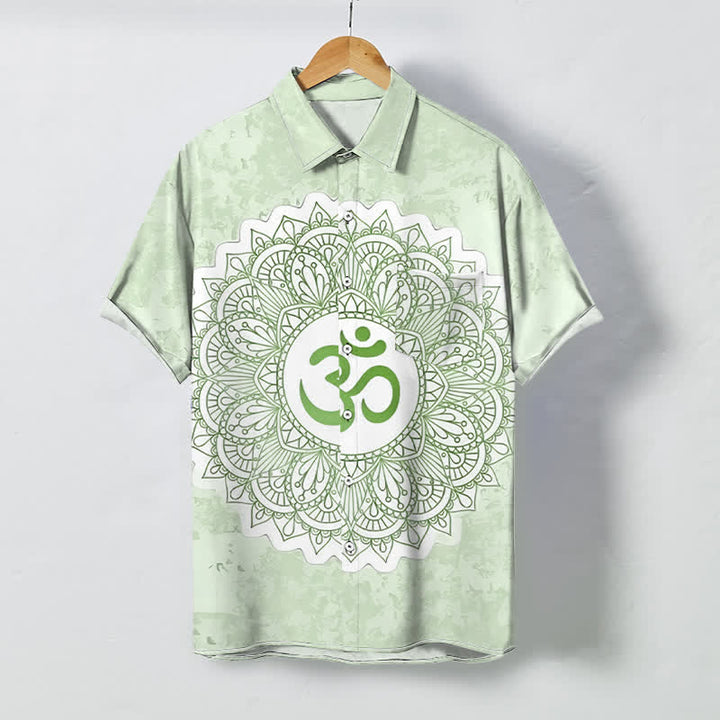 Buddha Stones Chemise à manches courtes respirante pour homme avec boutons à motif mandala Om - Melon miellat - US/UK/AU48，EU58 (4XL) - image 3