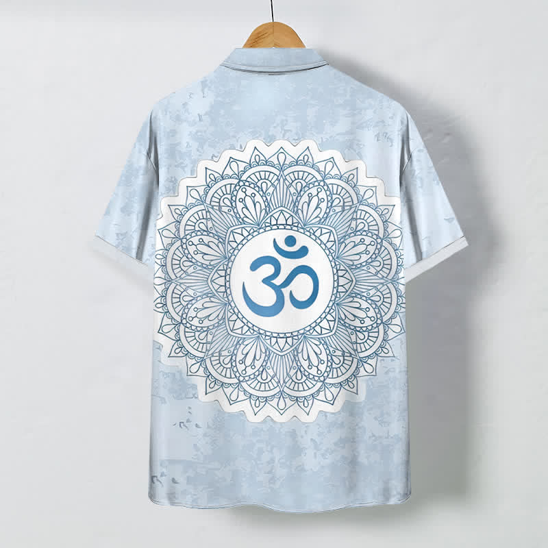 Buddha Stones Chemise à manches courtes respirante pour homme avec boutons à motif mandala Om - image 7