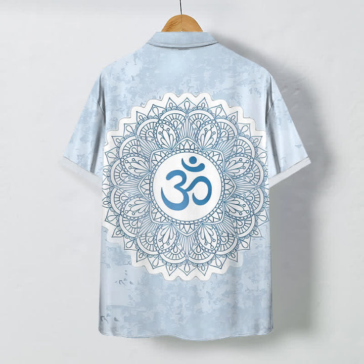 Buddha Stones Chemise à manches courtes respirante pour homme avec boutons à motif mandala Om - image 7