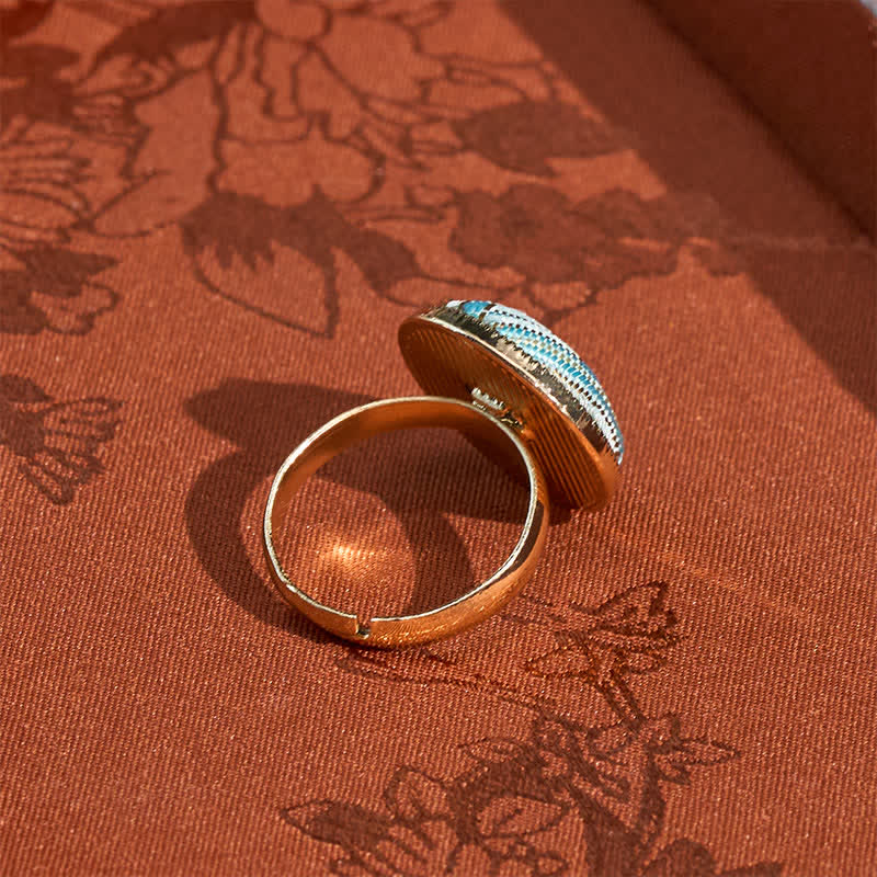 Buddha Stones Bague ronde élégante brodée en brocart Song - image 10