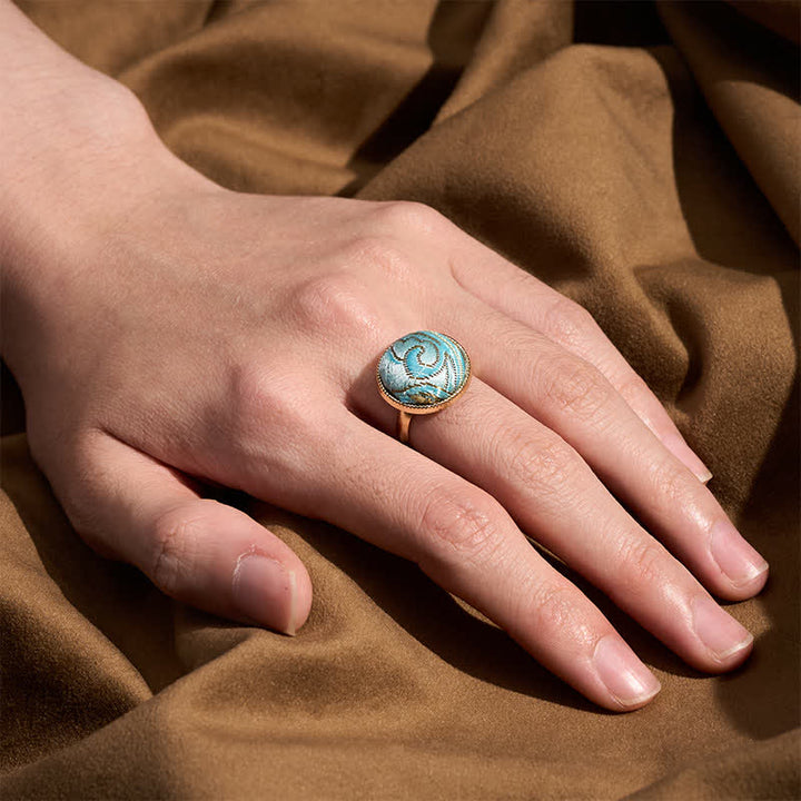 Buddha Stones Bague ronde élégante brodée en brocart Song - image 11