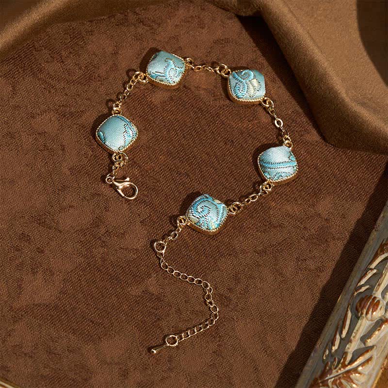 Buddha Stones Bracelet carré en brocart Copper Song, style vintage élégant - image 1