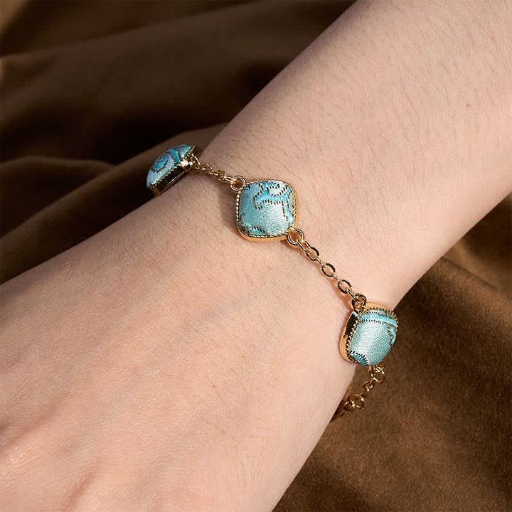 Buddha Stones Bracelet carré en brocart Copper Song, style vintage élégant - image 4