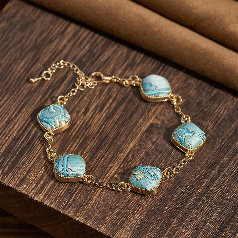 Buddha Stones Bracelet carré en brocart Copper Song, style vintage élégant - image 2