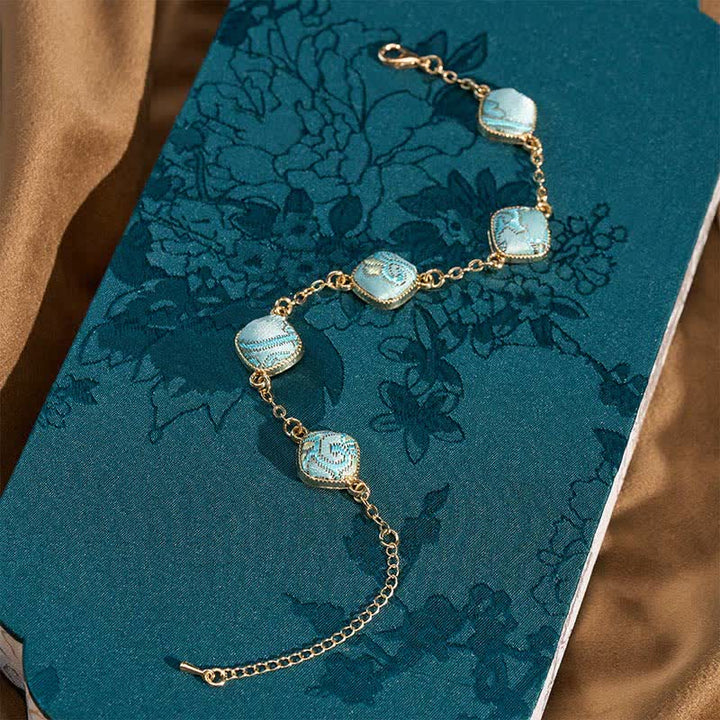 Buddha Stones Bracelet carré en brocart Copper Song, style vintage élégant - image 3