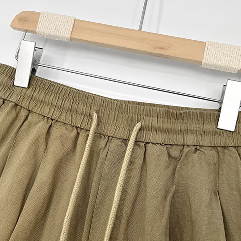 Buddha Stones Short d'été minimaliste décontracté pour homme, à cordon de serrage, uni, avec poches - image 1