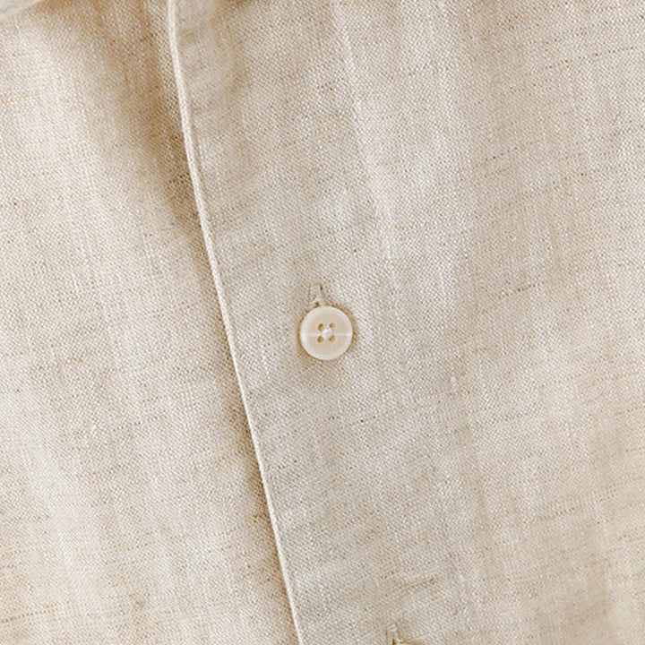 Buddha Stones Chemises d'été minimalistes à manches courtes pour homme, en coton et lin uni, avec poches - image 12