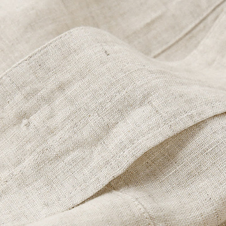 Buddha Stones Chemises d'été minimalistes à manches courtes pour homme, en coton et lin uni, avec poches - image 16
