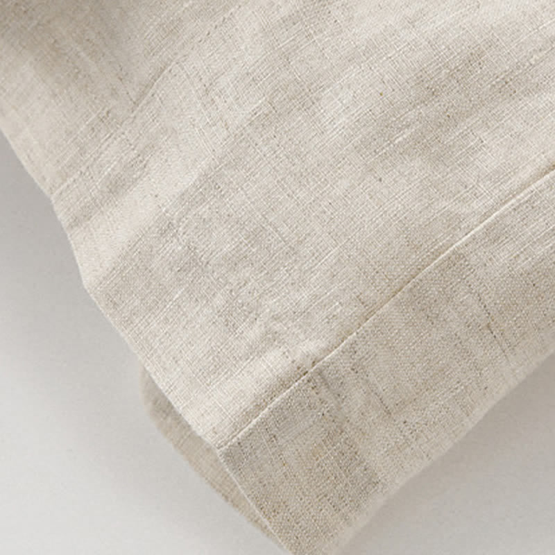 Buddha Stones Chemises d'été minimalistes à manches courtes pour homme, en coton et lin uni, avec poches - image 19