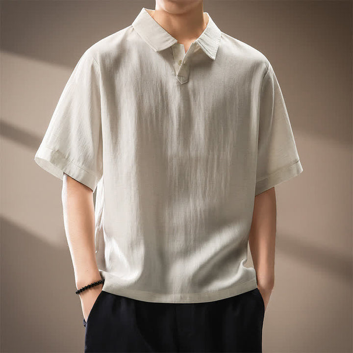 Buddha Stones Chemises d'été minimalistes décontractées à manches courtes pour hommes - image 1