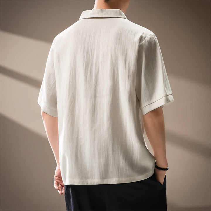 Buddha Stones Chemises d'été minimalistes décontractées à manches courtes pour hommes - image 3