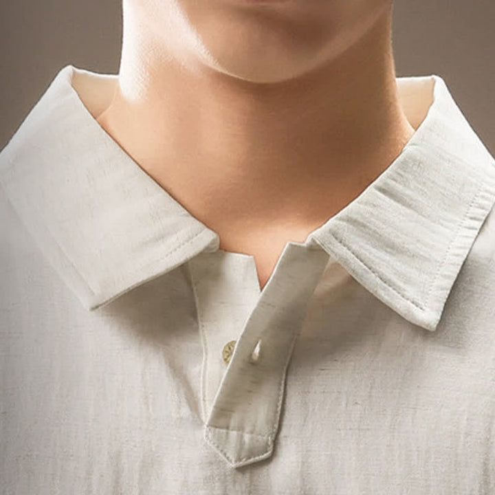 Buddha Stones Chemises d'été minimalistes décontractées à manches courtes pour hommes - image 5