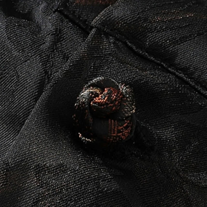 Buddha Stones Chemises à manches courtes pour hommes, style Tang, décontractées, col mandarin, motif papillon en bambou, printemps-été - image 6