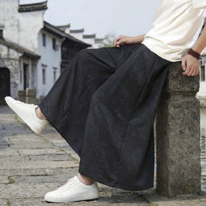 Buddha Stones Pantalon d'été décontracté style Tang à cordon de serrage et ourlet à la cheville, motif dragon, jambes larges - image 16
