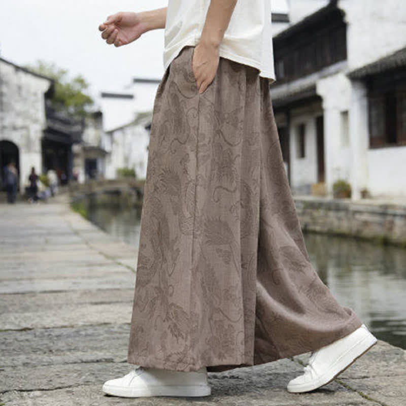 Buddha Stones Pantalon d'été décontracté style Tang à cordon de serrage et ourlet à la cheville, motif dragon, jambes larges - image 21