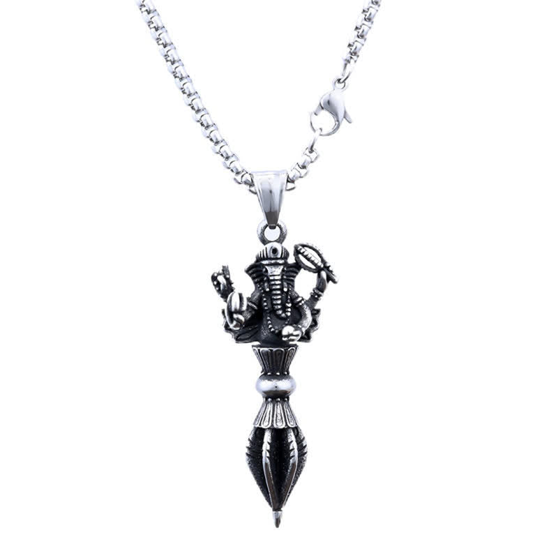 Buddha Stones Collier pendentif Ganesh Vajra en acier inoxydable, symbole de pouvoir spirituel - image 4