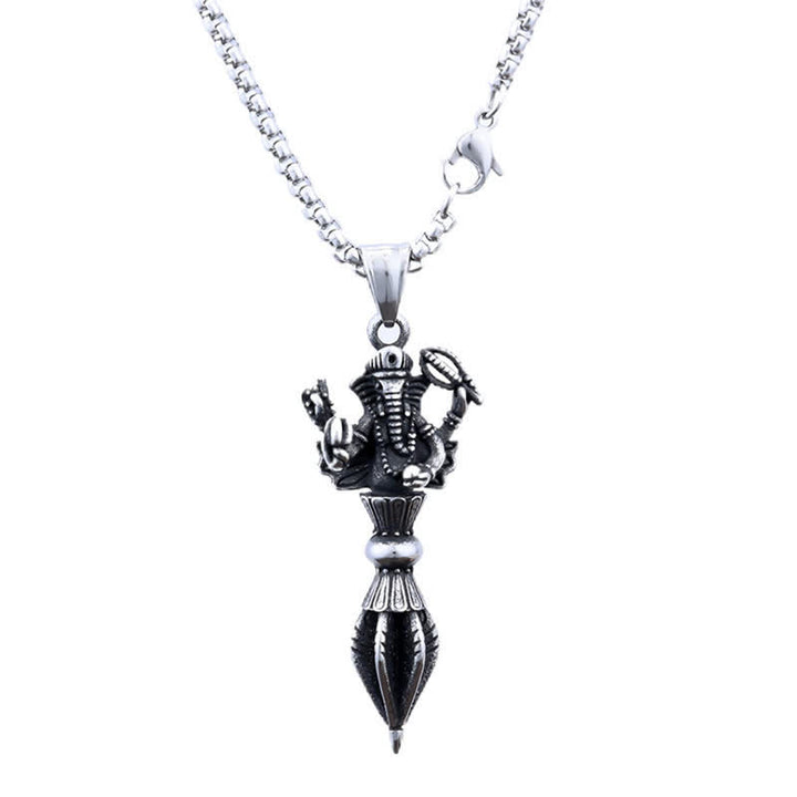 Buddha Stones Collier pendentif Ganesh Vajra en acier inoxydable, symbole de pouvoir spirituel - image 4