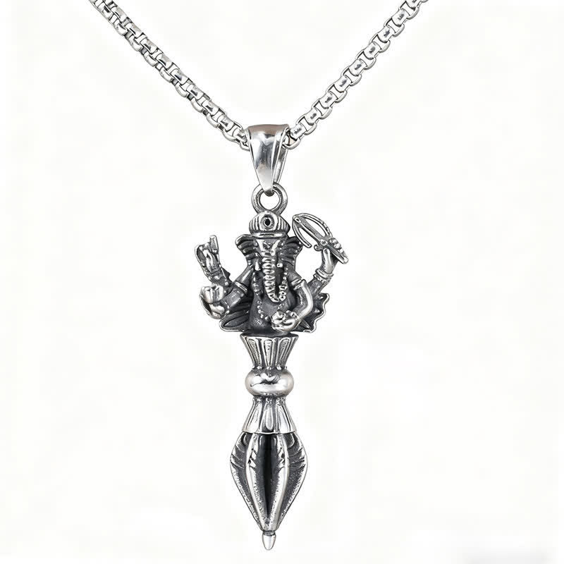 Buddha Stones Collier pendentif Ganesh Vajra en acier inoxydable, symbole de pouvoir spirituel - image 3