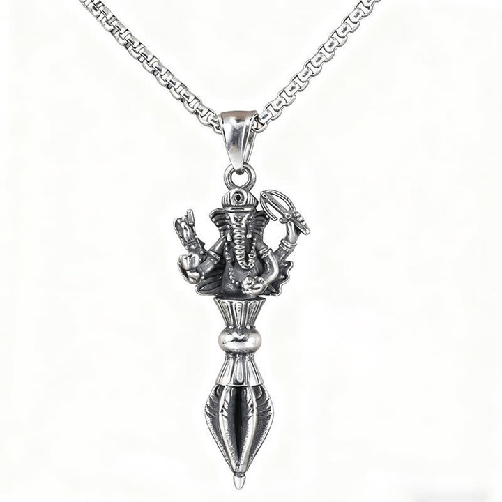 Buddha Stones Collier pendentif Ganesh Vajra en acier inoxydable, symbole de pouvoir spirituel - image 3