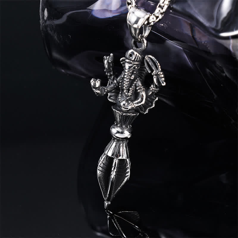Buddha Stones Collier pendentif Ganesh Vajra en acier inoxydable, symbole de pouvoir spirituel - image 1