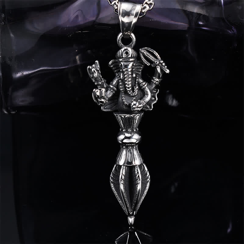 Buddha Stones Collier pendentif Ganesh Vajra en acier inoxydable, symbole de pouvoir spirituel - image 2