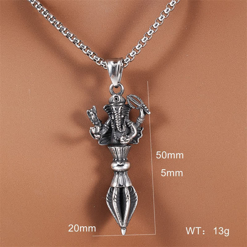 Buddha Stones Collier pendentif Ganesh Vajra en acier inoxydable, symbole de pouvoir spirituel - image 5
