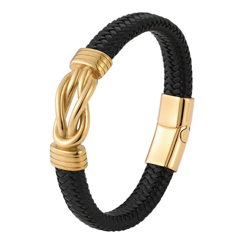 Buddha Stones Bracelet en cuir tressé à nœud infini, robuste et géométrique, pour une durabilité optimale. - image 7