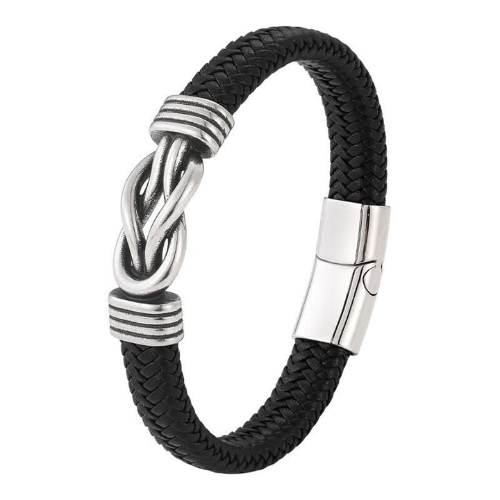 Buddha Stones Bracelet en cuir tressé à nœud infini, robuste et géométrique, pour une durabilité optimale. - image 1