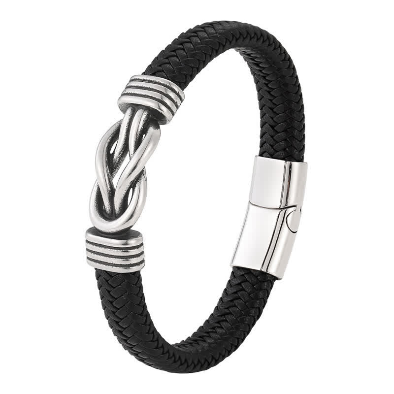 Buddha Stones Bracelet en cuir tressé à nœud infini, robuste et géométrique, pour une durabilité optimale. - image 1