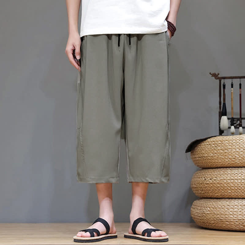 Buddha Stones Pantalon court d'été minimaliste et décontracté pour homme, avec cordon de serrage et poches. - image 1