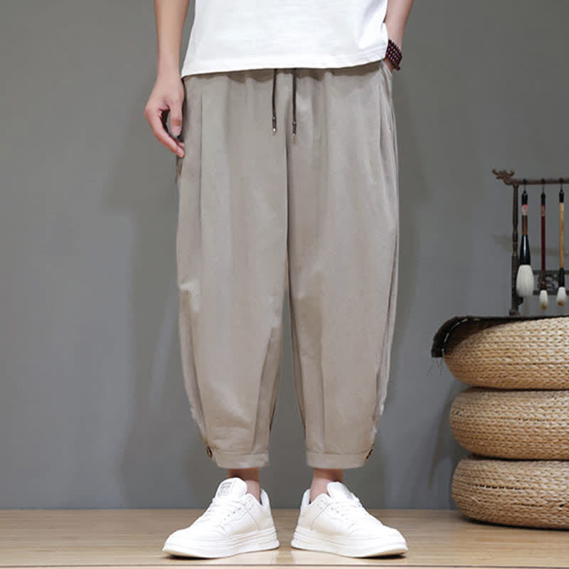 Buddha Stones Pantalon court d'été minimaliste et décontracté pour homme, avec cordon de serrage et poches. - image 1