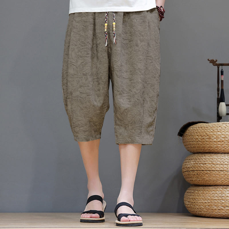Buddha Stones Short d'été bohème décontracté pour homme, à cordon de serrage et imprimé abstrait, avec poche - Tanné - US/UK/AU48, EU58 (6XL) - image 0