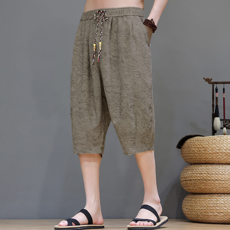 Buddha Stones Short d'été bohème décontracté pour homme, à cordon de serrage et imprimé abstrait, avec poche - image 1