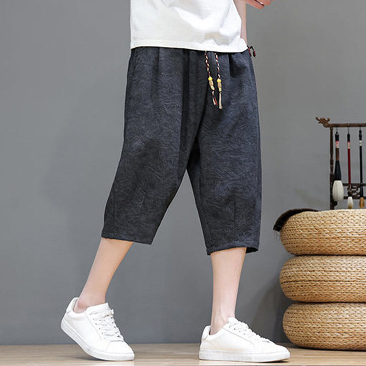 Buddha Stones Short d'été bohème décontracté pour homme, à cordon de serrage et imprimé abstrait, avec poche - image 9